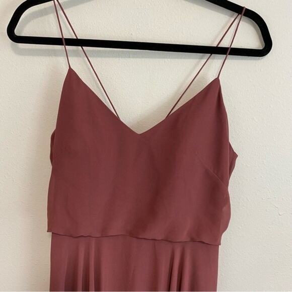 Jenny Yoo Bridesmaid Dress Inesse Maxi Spaghetti Strap A Line Cinnamon Rose 6 - Picture 3 of 9